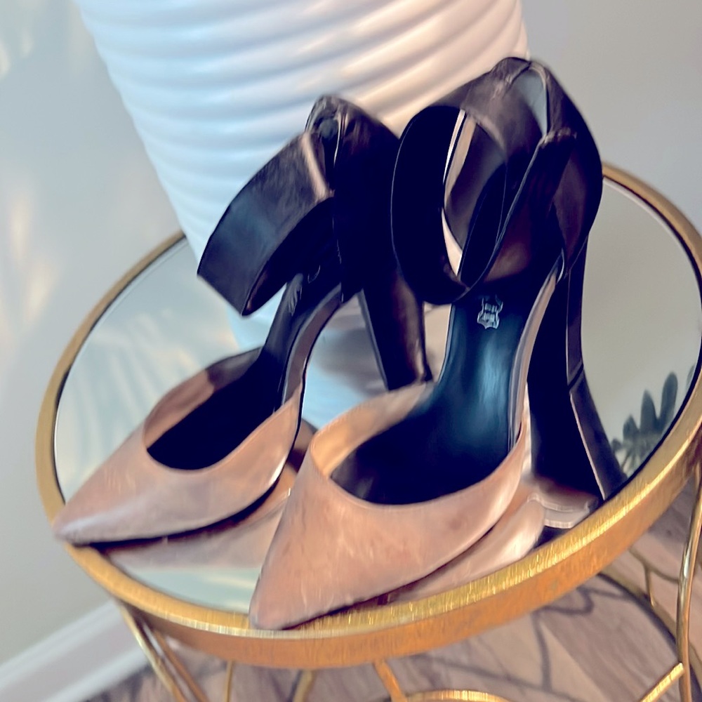 Light green and black heels